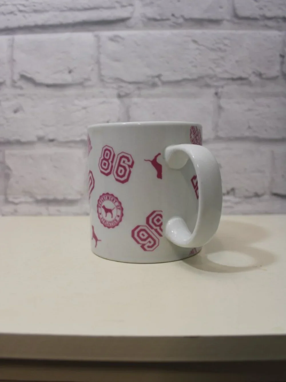 PINK Mug Victoria's Secret White Pink Logo Coffee Tea Mug Varsity Collegiate